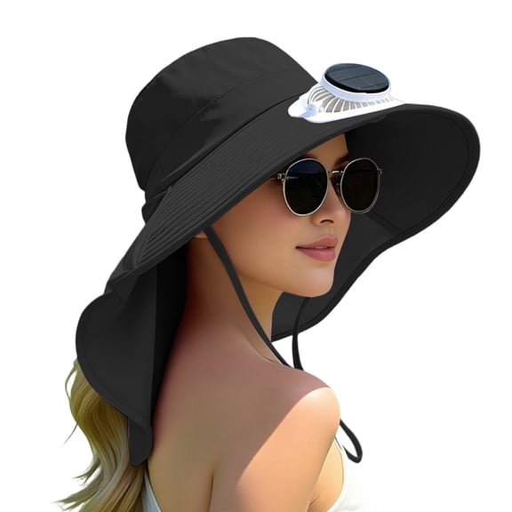 Sun Hats for Women Uv Protection Solar Powered Fan Hat with Digital Display Outdoor Wide Brim Sun Hat