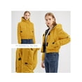 thumbnail image 2 of SEARIPE Women Quilted Bomber Jacket Crop Solid Color Puffer Coat Long Sleeve Hooded Zipper Overcoat with Pockets Yellow XXL, 2 of 5