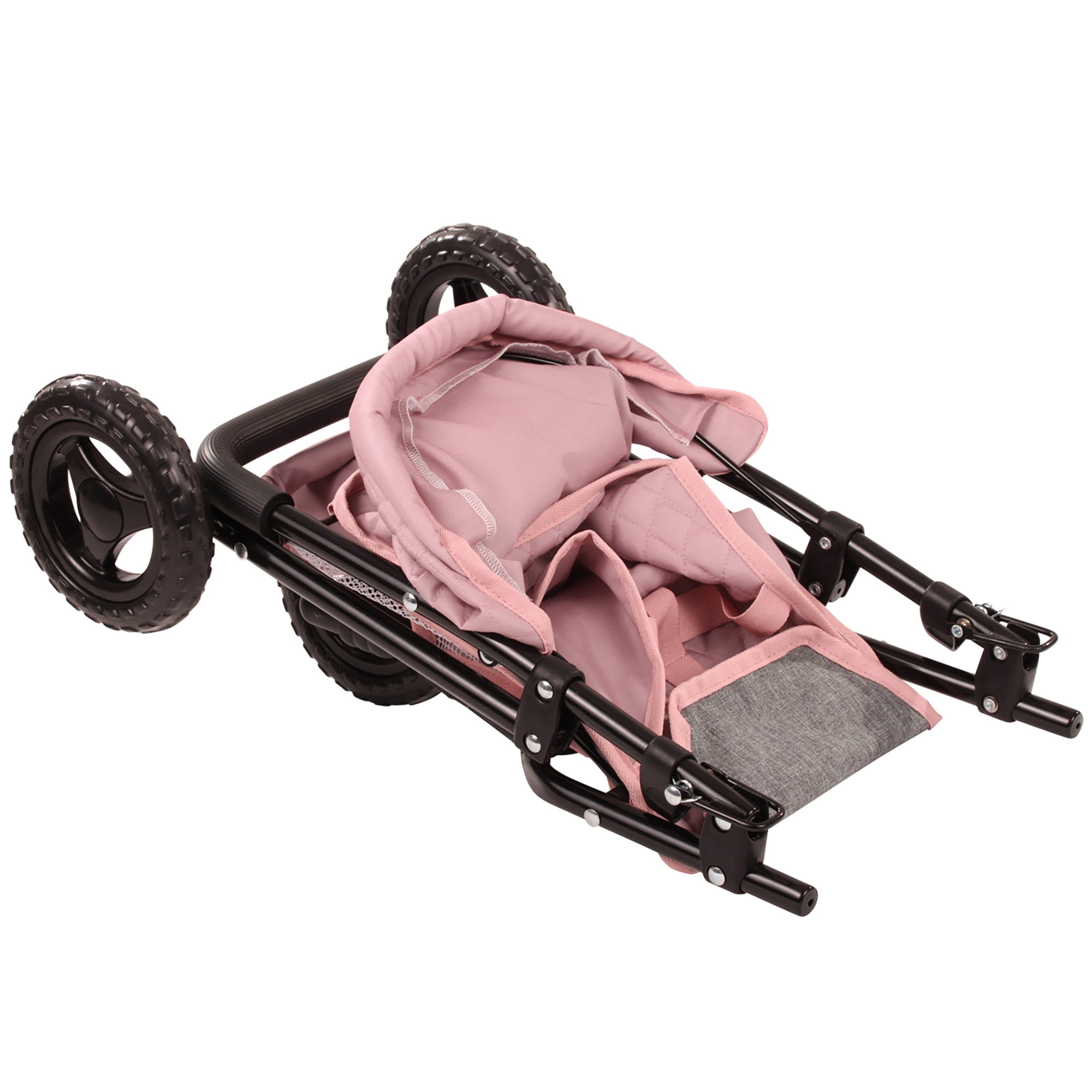 Gotz: 3‑Wheel Doll Buggy - Soft Mood - Pink Rose & Grey, Foldable Toy Stroller, Push Jogger, Adjustable Sunshade, Storage, Dolls Up to 19.5", Kids 3+