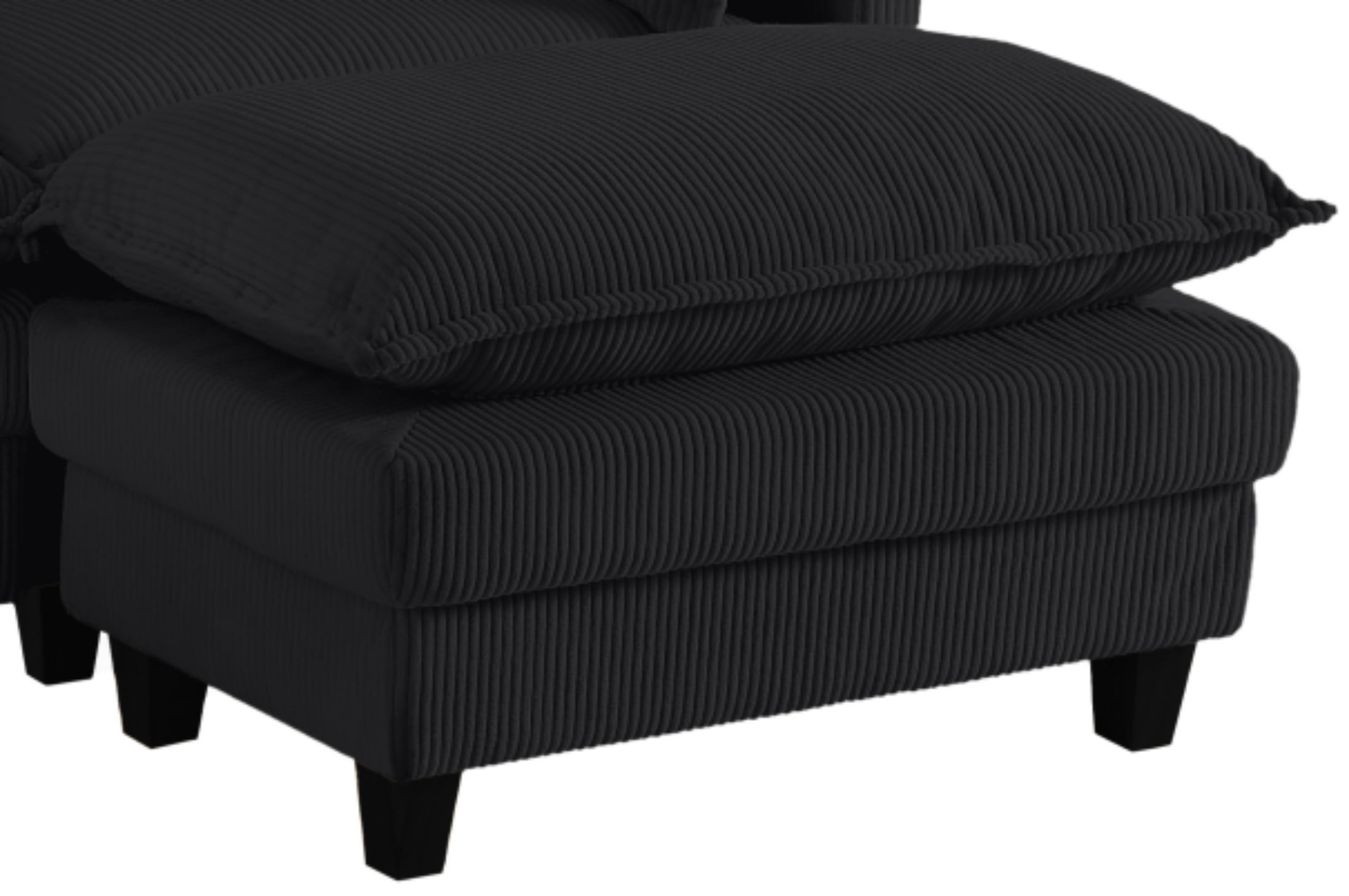 Vinform Upholstered Ottoman for Sofa, Chair, Black
