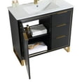 thumbnail image 4 of Fine Fixtures Opulence Collection 36 in. W x 18 in. D x 33 in. H Bathroom Vanity in Black Matte with White Ceramic Sink - Satin Brass hardware, 4 of 7