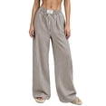 thumbnail image 2 of Mifsaly Womens Striped Pants Wide Leg Lounge Pants Elastic Waist Relaxed Fit Pajama Sleep Trousers for Home and Beach Vacation Black,XS, 2 of 5