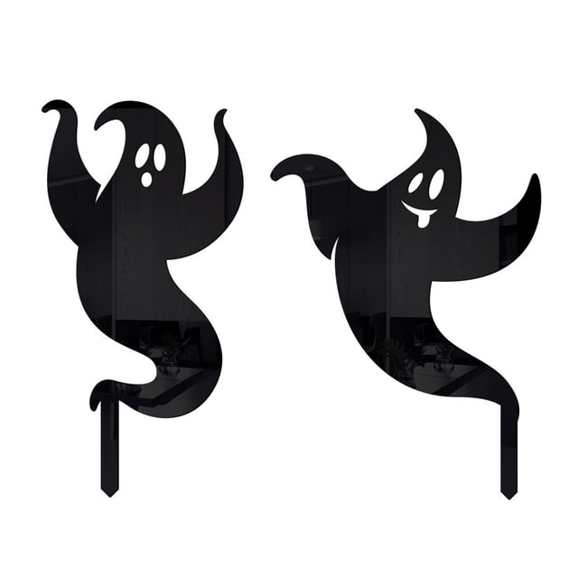 Estaca de Halloween con silueta de fantasma, decoraciones de Halloween, letrero para patio, 2 uds.