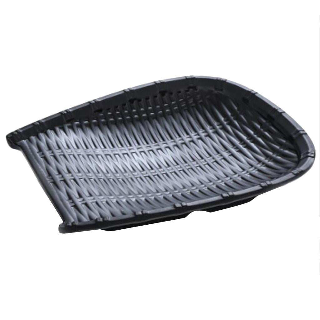 Fiocias Rattan Wicker Basket Hand Knitting Box Woven Black 28cm