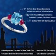 thumbnail image 2 of Gem Stone King 925 Sterling Silver Swiss Blue Topaz and Red Created Ruby Engagement Ring for Women | 2.75 Cttw | Oval Checkerboard 9X7MM | Gemstone November Birthstone | Size 7, 2 of 6