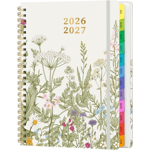 Academic Planner 2026-2027, Weekly & Monthly Calendar Planner, July 2026 - July 2027, Hardcover A5 (6.3" x 8.5") Agenda with Tabs, School Planner for Students & Teachers, Garden