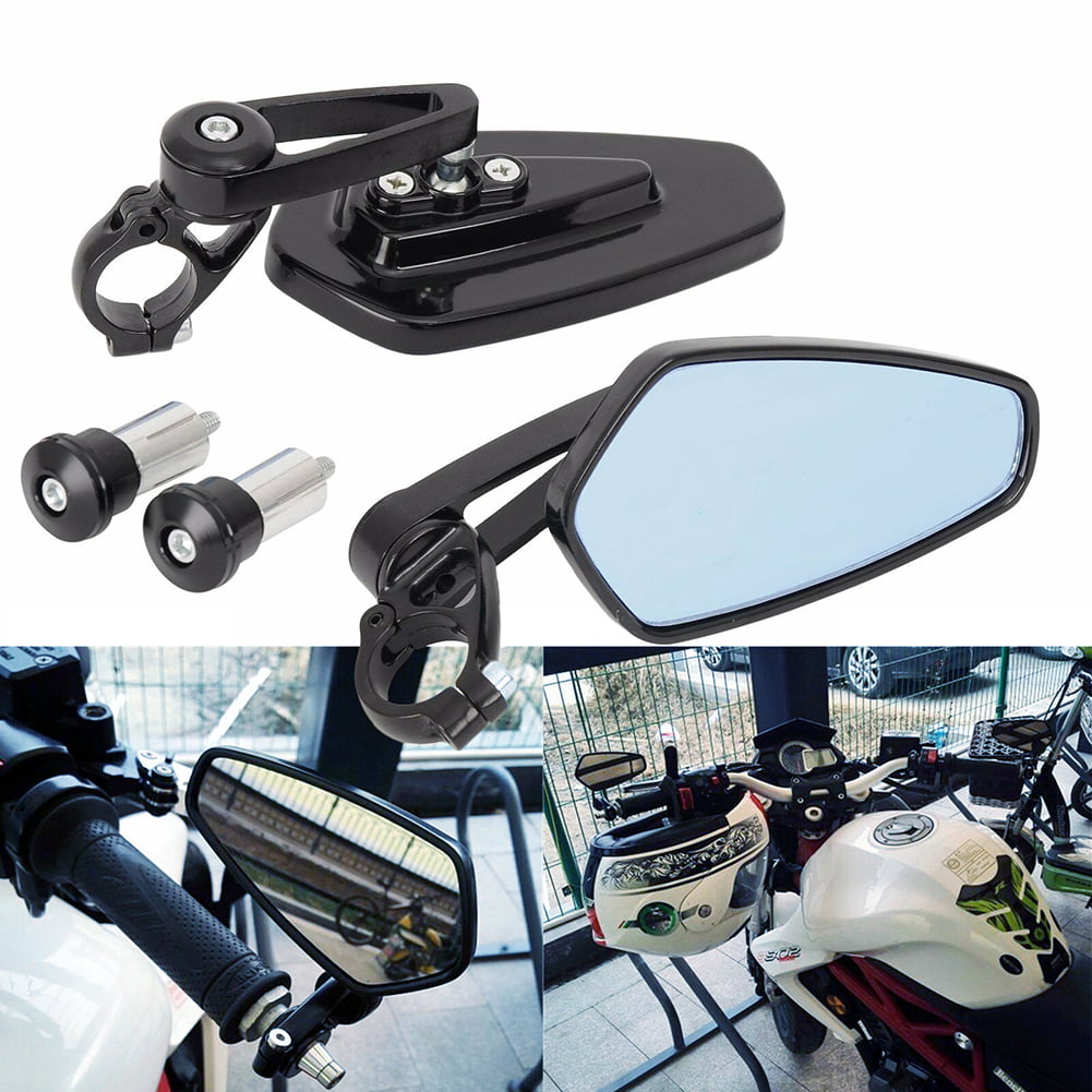 2x Universal 8/10mm Bar End Motorcycle Aluminum Rear view Side Rearview Mirror 