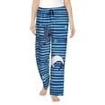 thumbnail image 2 of Picia Sharks on White Blue Striped Womens Soft Woven Cotton Elastic Waistband Sleep Pajama Pant Lounge Sleep Pant With Pockets And Drawstring-X-Large, 2 of 9
