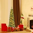 thumbnail image 3 of Costway Árbol de Navidad tipo lápiz de 150 cm con 295 puntas de ramas de alambre con memoria 110 luces LED para el hogar, 3 of 5