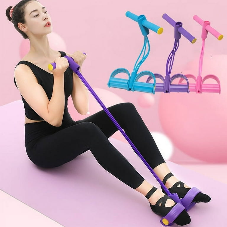4 Tube Foot Pedal Pull Rope Resistance Waist Leg Exercise Fitness Yoga Equipment