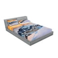 thumbnail image 2 of Ambesonne Nature Fitted Sheet & Pillow Sham Set, Winter Season Mountain, Queen, Orange White, 2 of 2