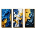 thumbnail image 3 of Designart "Ukrainian Dreamscapes Abstract in Blue and Yellow I" Abstract Painting Framed Wall Art Set Of 3 - Gold Modern Frame Canvas Set For Living Room Decor, 3 of 7
