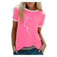 thumbnail image 2 of Honeeladyy Women's New Fashion Cat Print Casual Short Sleeve Top T-shirt womens tops clearance, 2 of 5