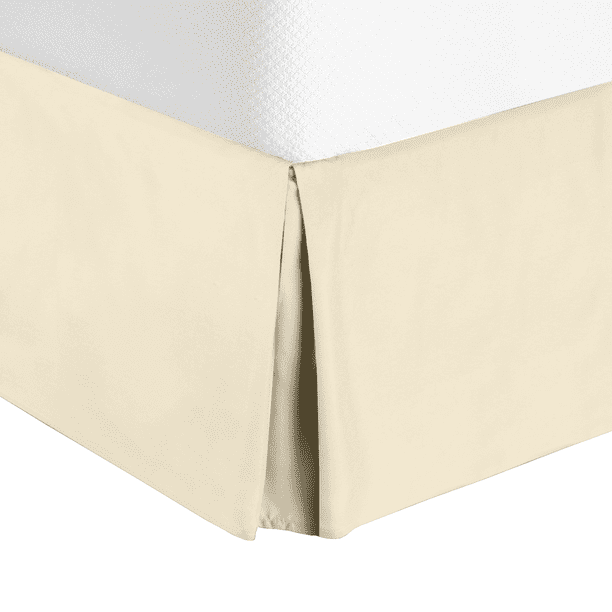 14" Tailored Pleated Bed Skirt Dust Ruffle, Full XL, Beige, by Clara