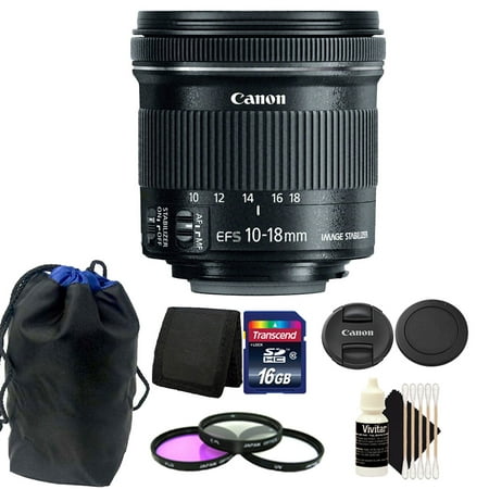Canon EF-S 10-18mm f/4.5-5.6 IS STM Lens 16GB Accessory Kit for DSLR