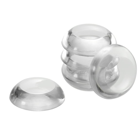 Uxcell 10pcs Door Stoppers Quiet Wall Protectors 1.2" Self Adhesive Reusable Clear Rubber Knob, Round Flat