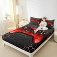 thumbnail image 4 of Manfei Gamepad Queen Sheet Sets,Modern Geometric Honeycomb Bedding Queen Size,Neon Red Black Bed Sheets Set Queen Size For Boys Kids,Super Cozy Bedroom Decor,4-Piece, 4 of 7