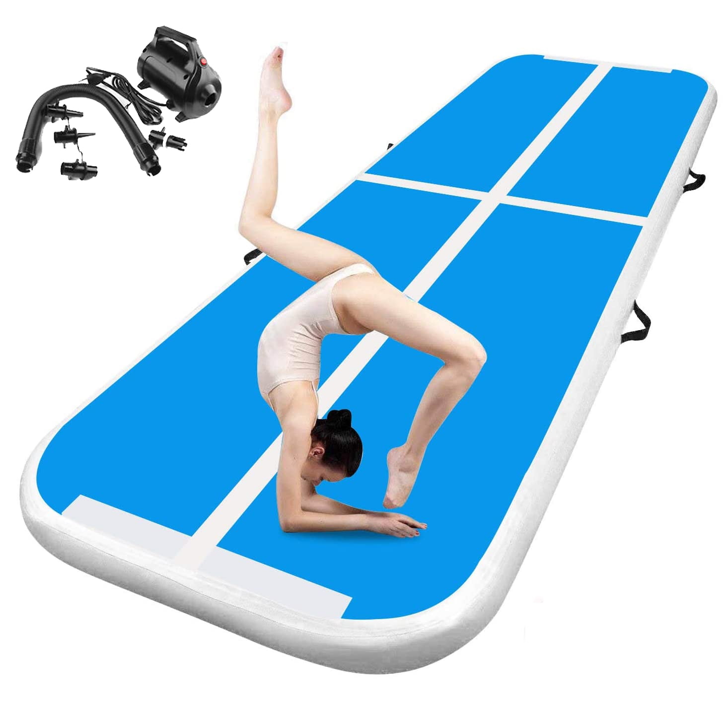 FBSPORT Airtrack Tumbling Mat 3M Length Inflatable Gymnastics Air Track Flooring Mat with Electric Air Pump for Gym/Yoga/Training/Kids/Sport 