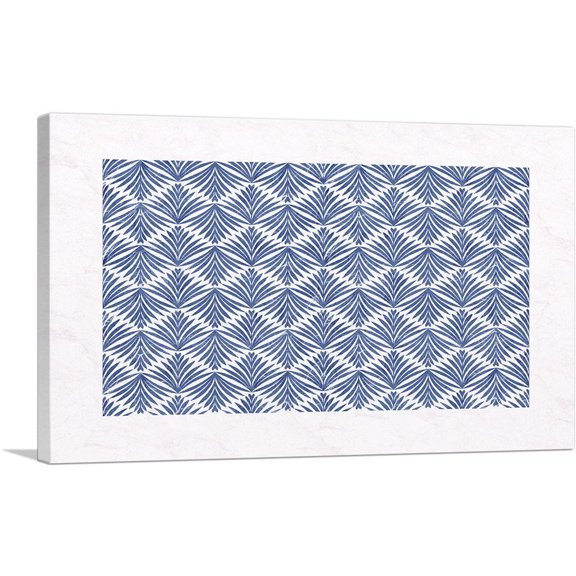 ARTCANVAS Art Deco Blue Organic Shapes on White Canvas Art Print - Size: 26" x 18" (1.50" Deep)