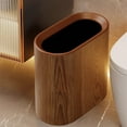 thumbnail image 3 of Brown Space Saving Trash Can with Press Lid, Narrow Design Garbage Bin for Kitchen and Bathroom, 3 of 5