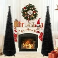 thumbnail image 7 of Ayieyill 5ft Pop up Black Christmas Tree, Pencil Christmas Tree, Pop Up Tinsel Tree for Christmas Decorations Indoor, Single Tree, without Decorations(Black), 7 of 7