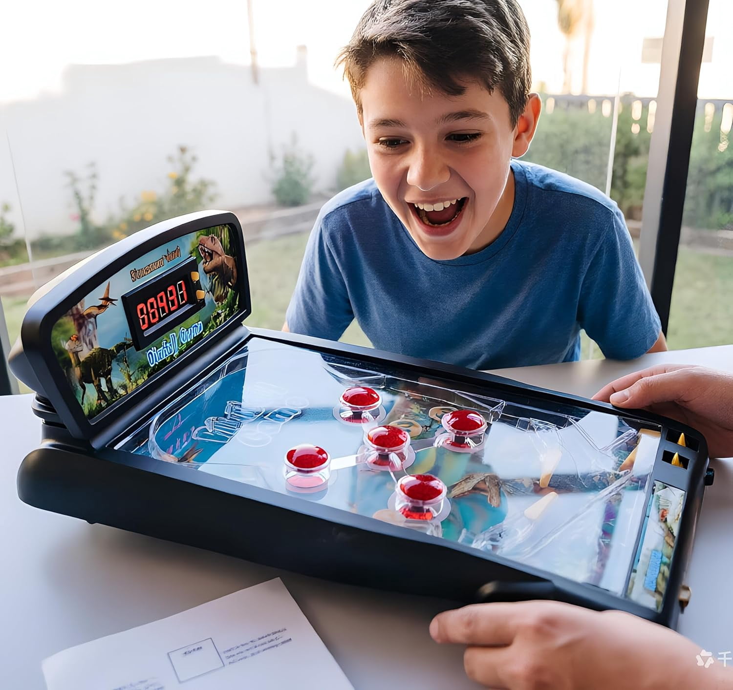 Dinosaur Electronic Pinball Game,Trisquirrel Tabletop Arcade Pinball Machine with Lights & Sounds Effects,LED Digital Scoreboard,Suitable for Kids & Adults,Age 8+