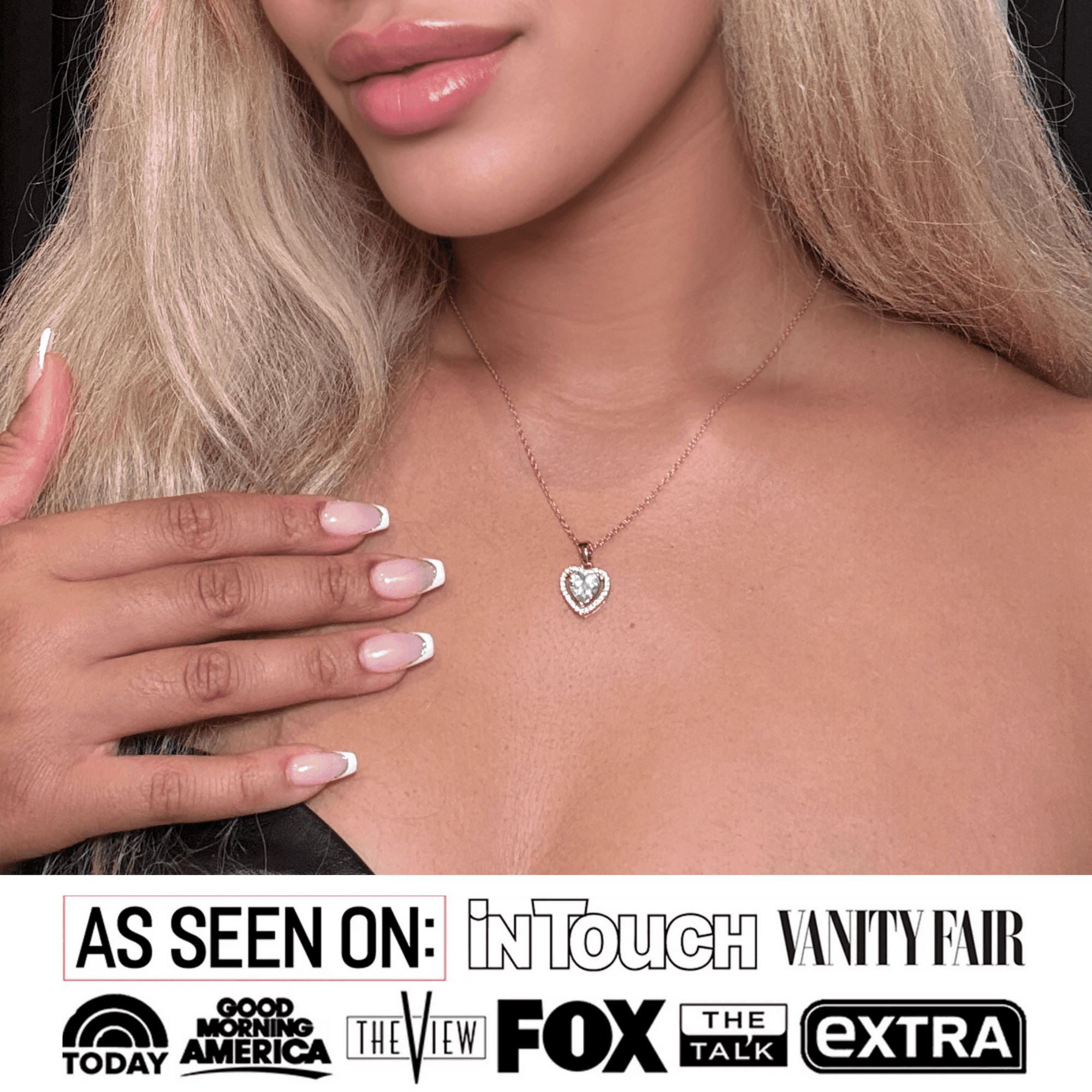 Collier Cœur En Diamant Simulé 2Ct - Plaqué Or Blanc 14K, Chaîne 45.7cm - Neuf Sans Emballage