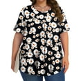 thumbnail image 4 of Fantaslook Womens Plus Size Tops Tunic Short Sleeve Shirts Floral Blouses Loose Summer Tops, 4 of 10