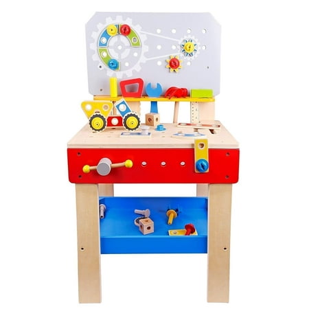 Pidoko Kids Wooden Workbench With Tools And Accessories Pretend