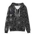 thumbnail image 3 of Renewold Web Graphic Zip-Up Drawstring Hoodies for Women Fashion Halloween Sweatshirts Sportswear Lightweight Long Sleeve Recreation Jackets Coat Size L, 3 of 6