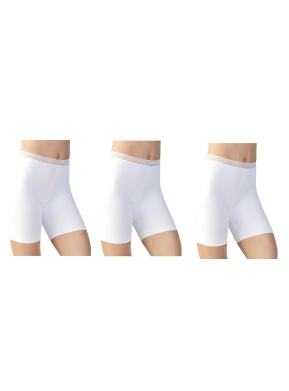 Vassarette Women's 3-Pack Invisibly Smooth Slip Short, Style 12385, White, XXX-Large/10