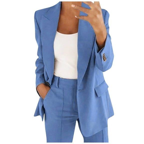 Women's Plus Size Open Front Coat Office Work Business Jacket Casual Lightweight Fall Suit Blazer Lapel Suit Jackets