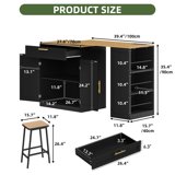 Uforic Extendable Kitchen Island Table with Power Outlets & Seating, Rolling Kitchen Island, Black - Walmart.com
