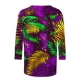 thumbnail image 5 of Jinhomg 3D Printed Shirt for Women Fancy Mardi Gras Mask Blouse Plus Size Comfy 3/4 Sleeve Carnival Themed Tunic Tops Ladies Holiday Party Wear Multicolor L, 5 of 6