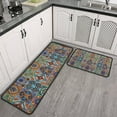 thumbnail image 2 of Brown Traditional Tile Pattern Kitchen Rugs Sets Of 2,Anti Fatigue Kitchen Mat Rugs Non Slip Washable,Decorative Kitchen Floor Mats for Kitchen,Sink,Laundry,17"X30"+17"X47", 2 of 7