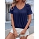 thumbnail image 4 of Camisetas Casuales de Verano para Mujer, Camisetas de Corta con Cuello en V, Azul Oscuro, XL, 4 of 7