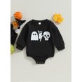 thumbnail image 2 of Bagilaanoe Newborn Baby Girl Halloween Romper Sweatshirt Long Sleeve Bodysuits Print Pullover 3M 6M 12M 18M Infant Casual Tee Tops, 2 of 8
