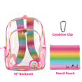 CLUB LIBBY LU Girls Clear Backpack Rainbow Clear Book Bag with Pencil Pouch School and Safety