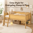 thumbnail image 2 of Miniyam Twin Low Loft Bed with Bookshelf and Guardrails, Wood Kids Bed for Bedroom, Natural, 2 of 8