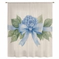 thumbnail image 2 of Hydrangea Flower Sheer Curtains 63 Inches Long, Pastoral Blue Bow Floral Spring Lraf Light Filering Curtains, Breathable Simi Curtain Privacy Drapes for Living Room Bedroom Window Treatment, 2 of 9