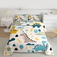 thumbnail image 2 of jejeloiu Multicolor Dino Pattern Queen Comforter Set,Kawaii Dinosaur Print Bedding Comforter Set For Boys Reversible 3-Piece, 2 of 8