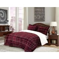 thumbnail image 2 of Mocassi California King Suede Comforter Set - 3-Piece Plaid, Micromink Sherpa Backing, Matching Shams, Burgundy, 2 of 6