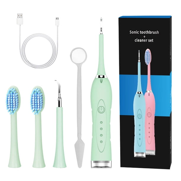 Minnieouse Limpiador de eléctrico para manchas, instrumento eliminador de placa sónica, Kit de limpieza de irrigador Oral para hombres y cuidado de los oídos Verde