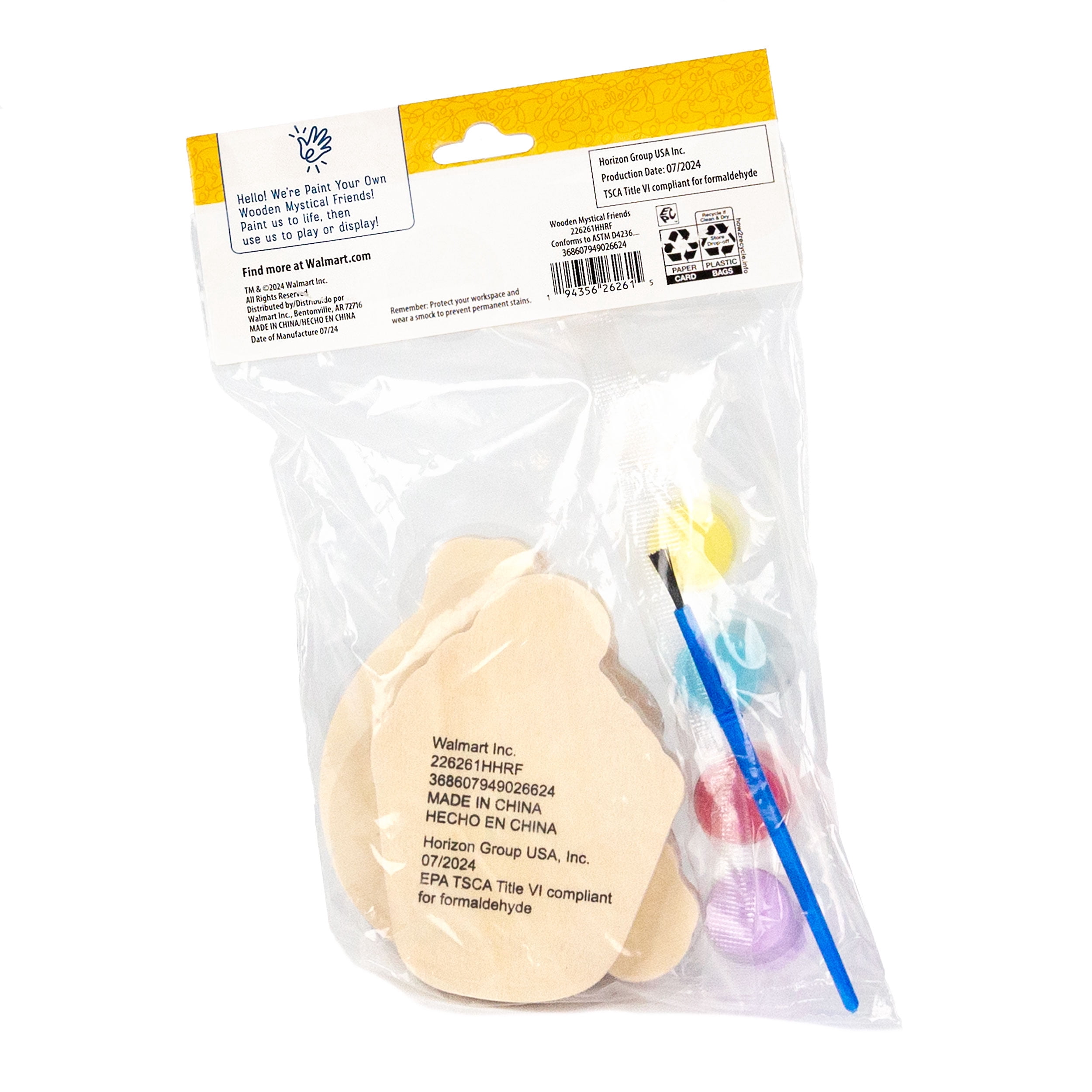 (2 pack) Hello Hobby Paint Your Own Multicolor Wooden Mystical Friends