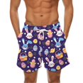 thumbnail image 1 of Aayomet Shorts de Bain pour Hommes avec Poche et Boucle à Revers (Bleu, m), 1 of 4