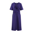 thumbnail image 5 of Womens Dress Women Fashion Summer Spring-Neck Solid Short Sleeve Casual Loose Dress Womens Summer Dresses Purple 3XL, 5 of 6