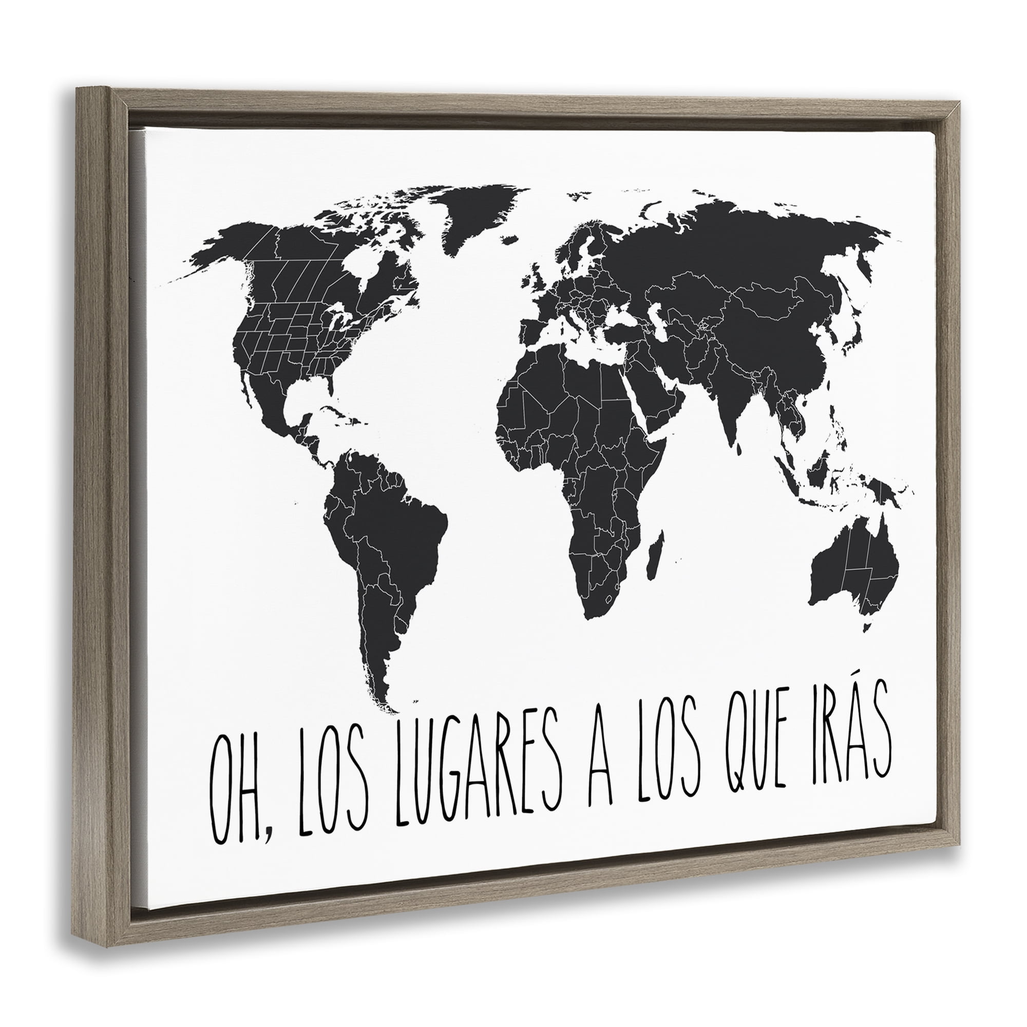 Stupell Industries Los Lugares a Los Que Iras Inspirational Quotes & Sayings Painting Brown Floater Framed Art Print Wall Art, 31 x 25