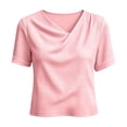 thumbnail image 4 of Molidfa Women's Top Pullover Crew Neck Stretchable Short Sleeve Casual Regular Drop Shoulder Tops Casual Set-In, 4 of 5
