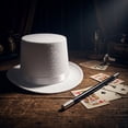 thumbnail image 5 of Roll Brims Tall Top Hat for Adult Bowlers Hat Magicians Hat Halloween Party Hat Cosplay Costume Stage Show Headwear White, 5 of 6