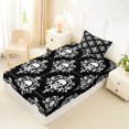 thumbnail image 4 of Homewish Hipple Halloween Skull Twin Sheets,Vintage Damask Bedding,Black White,3 Pieces,1 Fitted Sheet and 1 Pillowcase, 4 of 6
